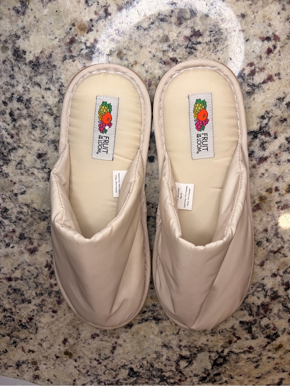 Fruit of the Loom Women’s Beige Slip-On Padded Slippers
